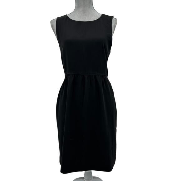 J. Crew Black Crepe Sleeveless Camille Cocktail Office Dress 58579 Size 4 - Picture 1 of 9